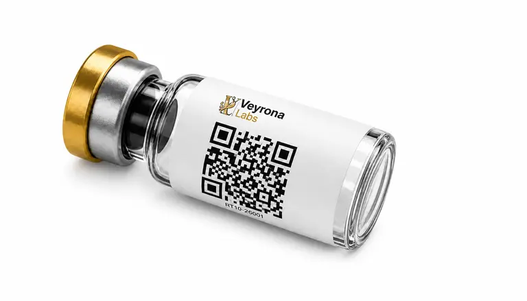 Veyrona Labs vial with batch QR code